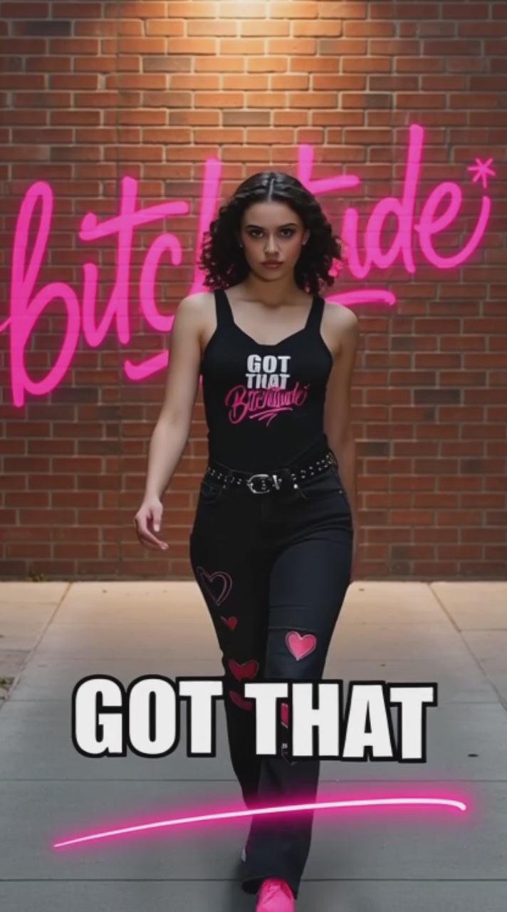 Bitchitude - Women's Micro Ribbed Scoop Tank | Bella + Canvas 1012BE solid blk blend