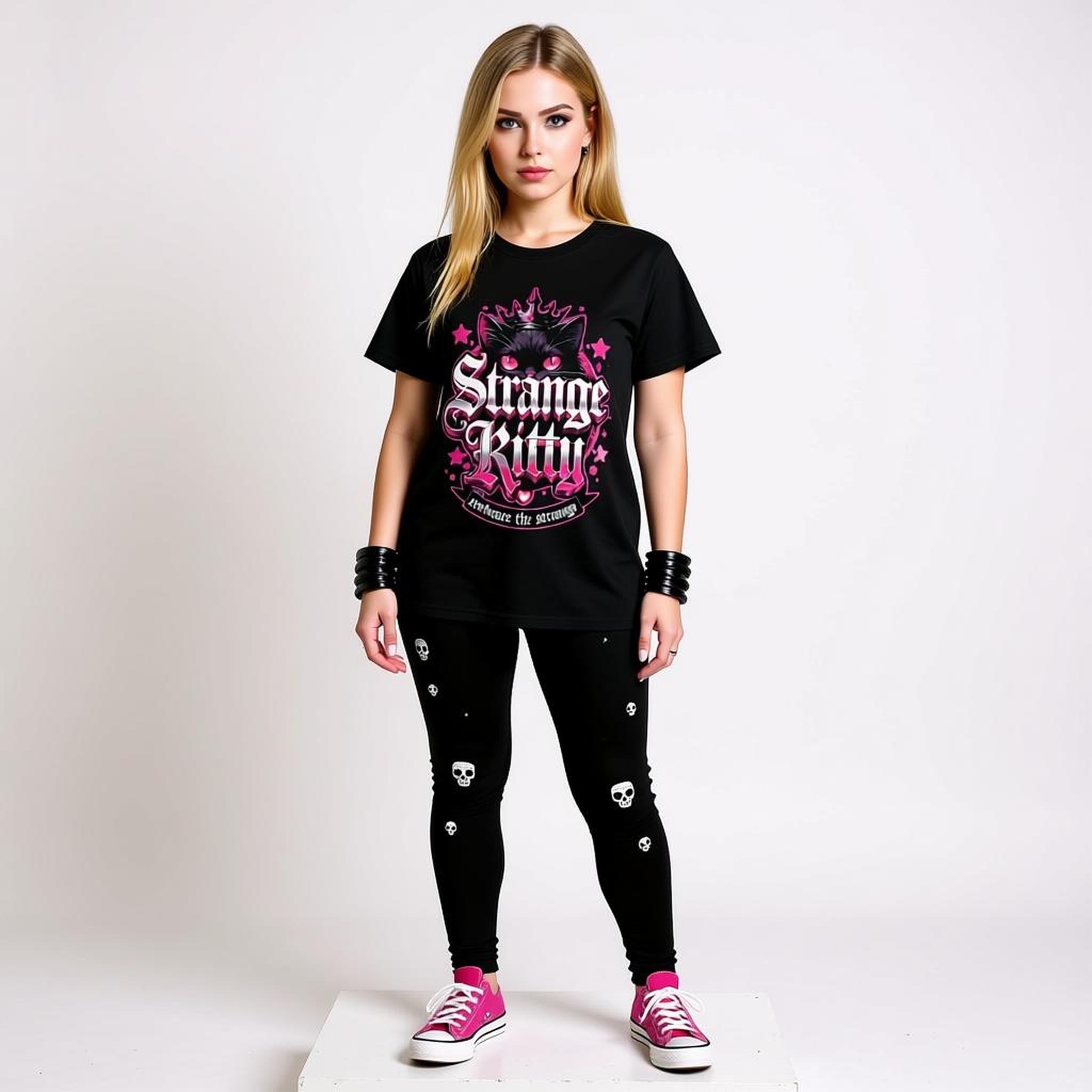 Strange Kitty - Classic Unisex Crewneck T-shirt | Gildan® 64000 Black